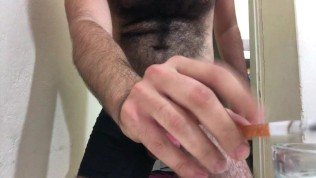 Hard perfect hairy body solo guy I ejaculate by fucking my hand