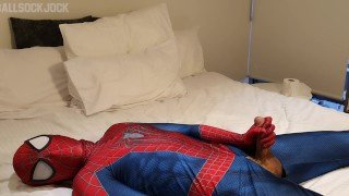 Hung Horny Spiderman Shoots Massive Web